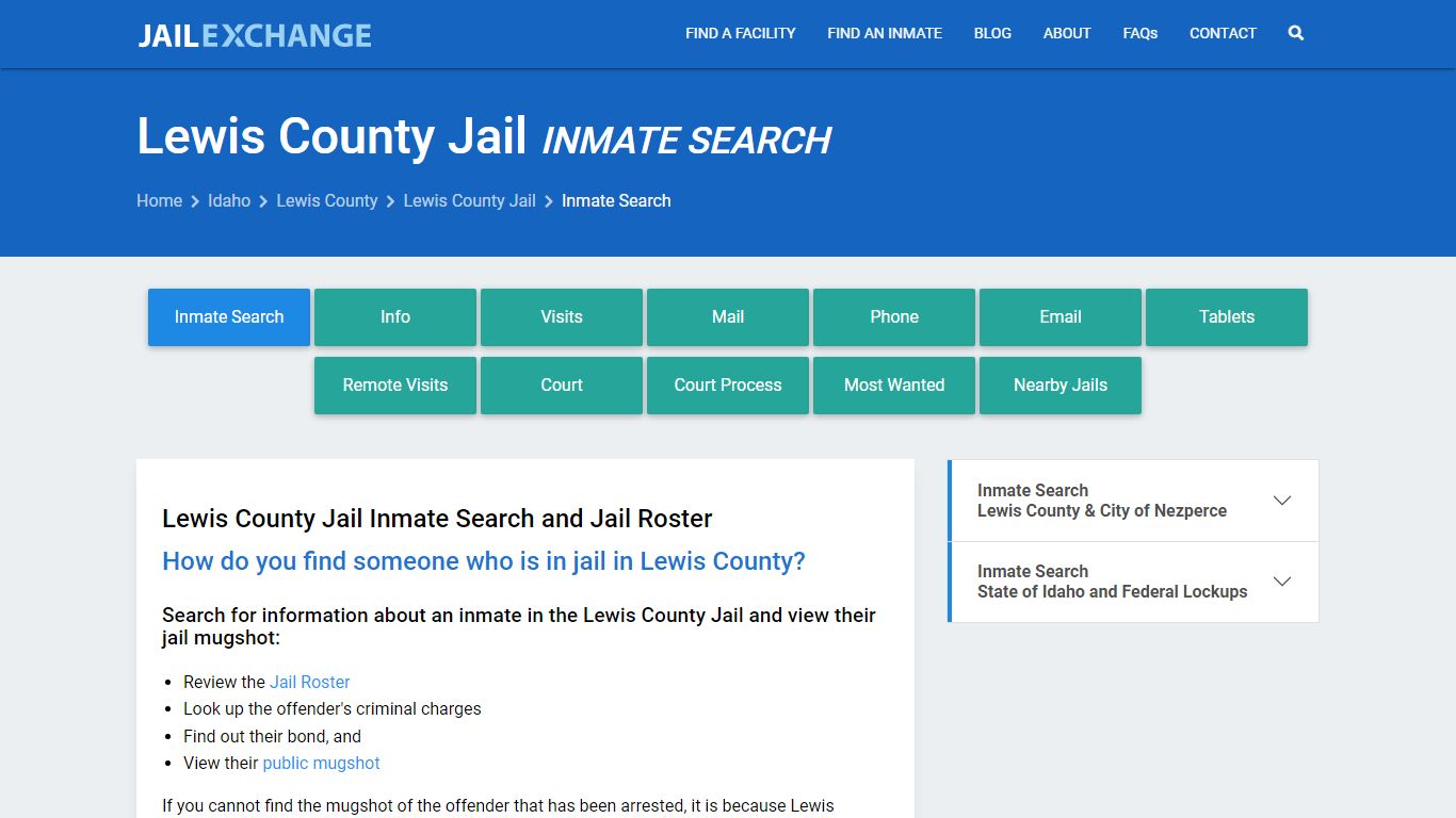 Inmate Search: Roster & Mugshots - Lewis County Jail, ID